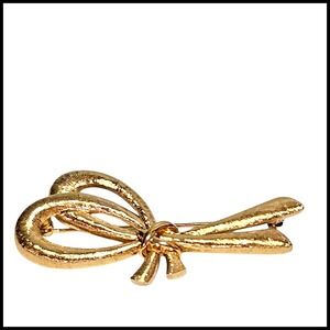 Monet Gold Bow Brooch Pin Textured Elegant Classic Jewelry Ribbon‎